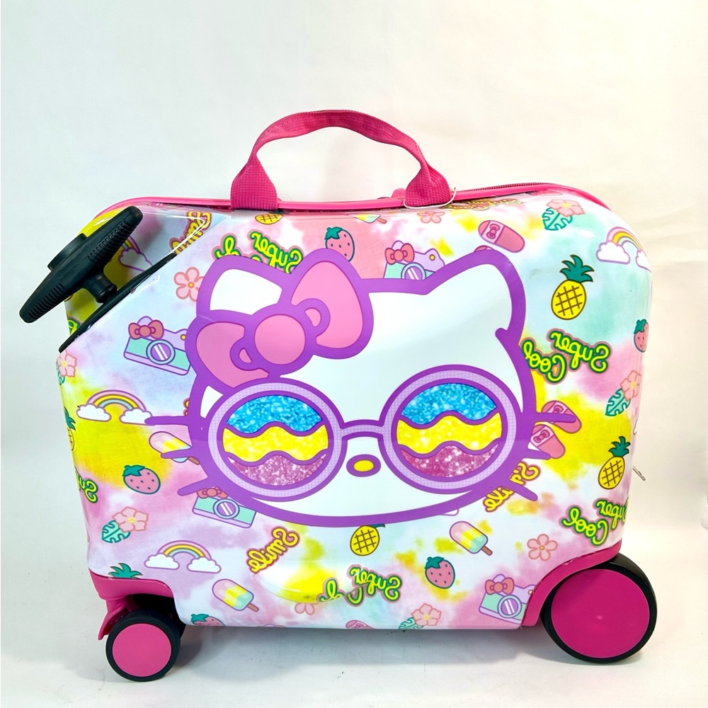 Hello Kitty Ride-On 18" Hard Shell Suitcase/ Tow-Along Toddler Luggage W/Wheels - Picture 2 of 12